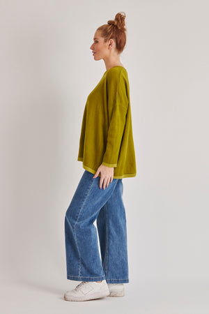 Contrast Knit Chartreuse