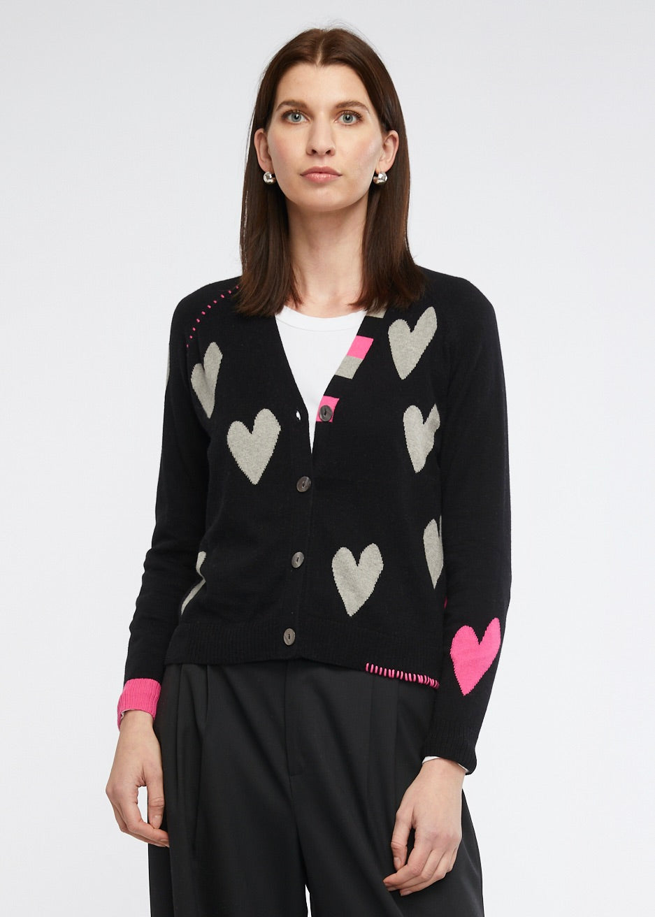 Hearts For You Cardi Black