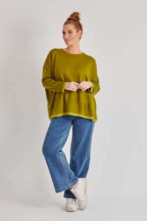 Contrast Knit Chartreuse