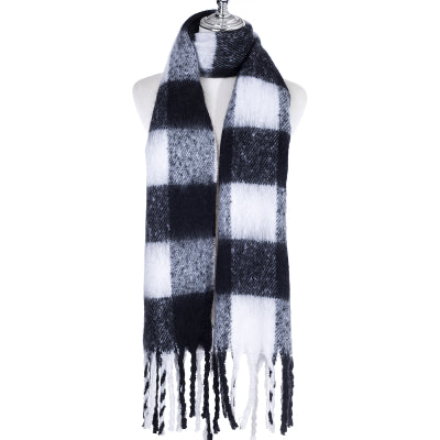 Woolly Scarf Black & White Check