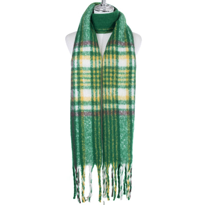 Woolly Scarf Green & Gold Check