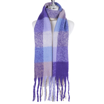 Woolly Scarf Purple & Blue Check