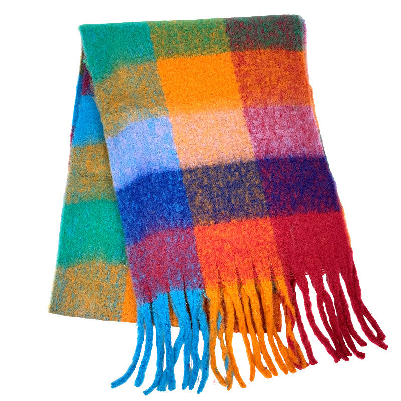 Woolly Scarf Rainbow Check