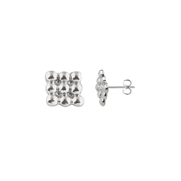 Sterling Silver Multi Ball Square Earrings