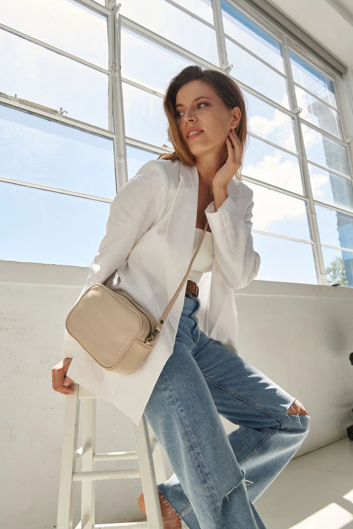 Taylor Leather Cross Body Bag Ivory